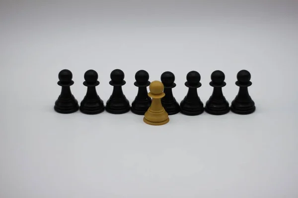 Black White Chess Pawns Isolated White Background — Stock Photo, Image