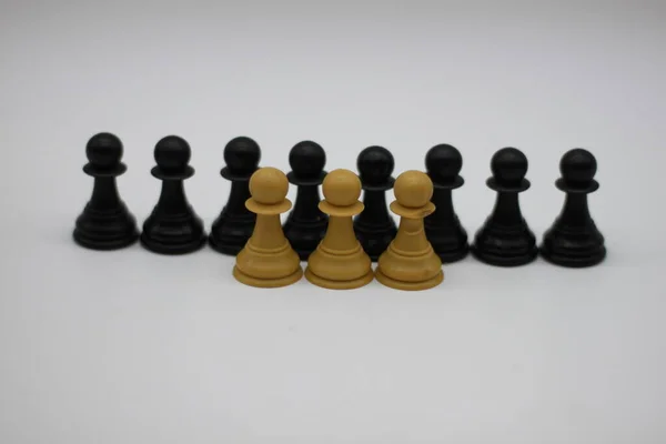 Black White Chess Pawns Isolated White Background — Stock Photo, Image