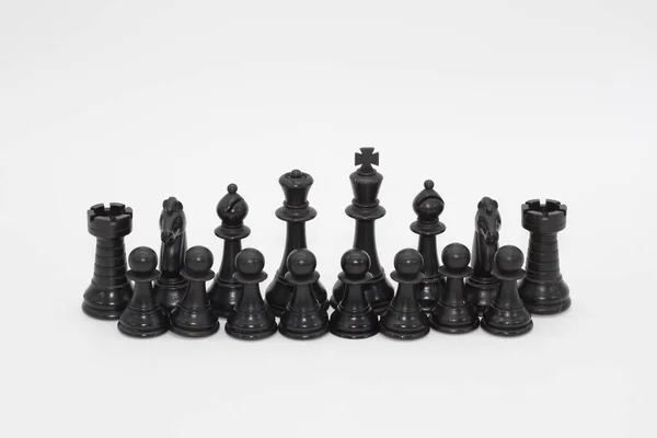 Чорні Шахові Фігури Ізольовані Білому Тлі — стокове фото