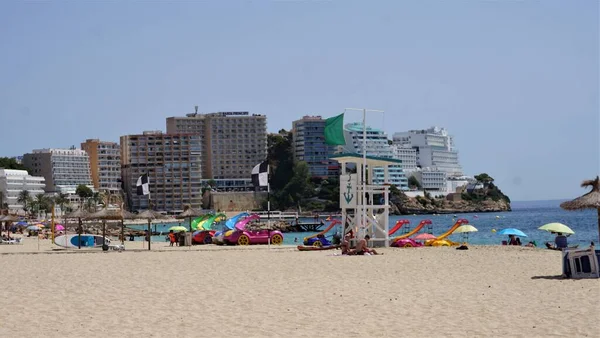 Magaluf Mallorca Baleárské Ostrovy Španělsko Července 2021 Stanice Plavčíků Pláži — Stock fotografie