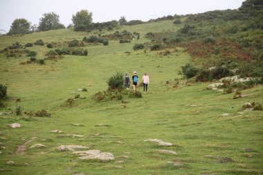 Hiking on Mount Jaizkibel in the Basque Country on a cloudy summer day, part of Santiago's road clipart