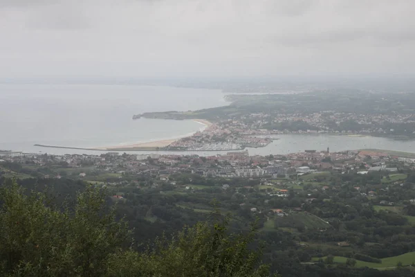 Hendaye Beach France Seen Mount Jaizkibel Basque Country Cloudy Summer — Fotografia de Stock