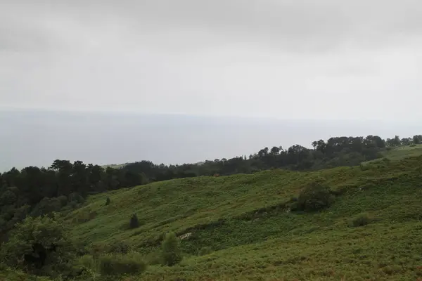 Landschaft Auf Dem Jaizkibel Baskenland Einem Bewölkten Sommertag — Stockfoto