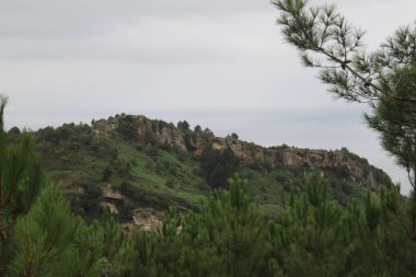 Gipuzkoa 'daki Jaizkibel Dağı' ndaki dağ manzarası, Bask Ülkesi, İspanya