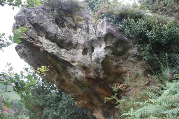 Gipuzkoa, Bask Bölgesi, İspanya 'daki Jaizkibel Dağı' ndaki kireçtaşı kaya ve mağaraların manzarası