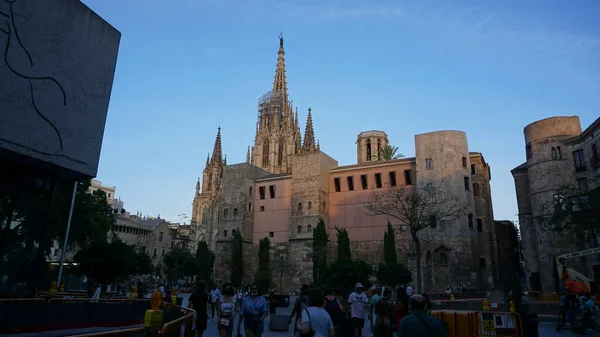 Barcelona Catalonia Spain August 2021 Landscape Barcelona Cathedral August Sunset — Stock Photo, Image