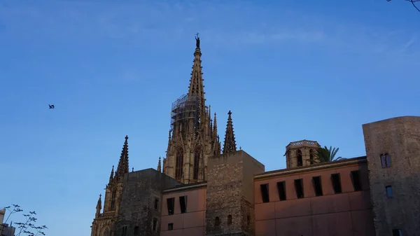 Barcelona Cataluña España Agosto 2021 Paisaje Catedral Barcelona Puesta Sol — Foto de Stock