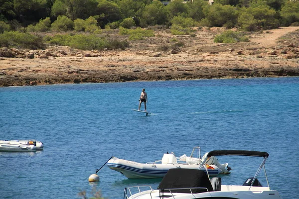 Port Torrent Ibiza Baleares Spain August 2021 Tourrists Enjoying Water — стоковое фото