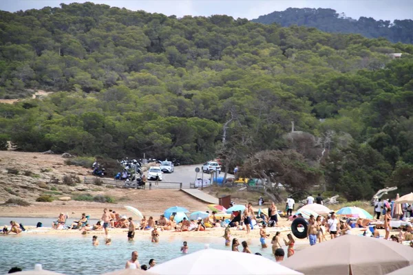 Cala Bassa Beach Club Ibiza Isole Baleari Spagna Agosto 2021 — Foto Stock