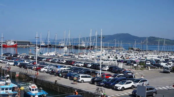 Getaria Gipuzkoa País Vasco España Agosto 2021 Paisaje Barcos Embarcaciones — Foto de Stock