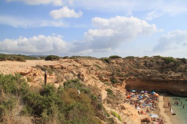 İbiza, Balear Adaları 'ndaki Comte Sahili manzarası, İspanya