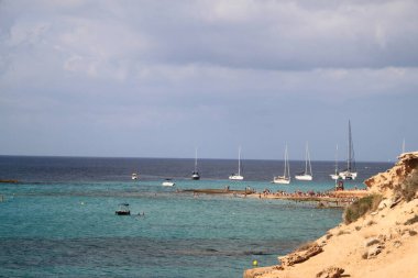 İbiza, Balear Adaları 'ndaki Comte Sahili manzarası, İspanya