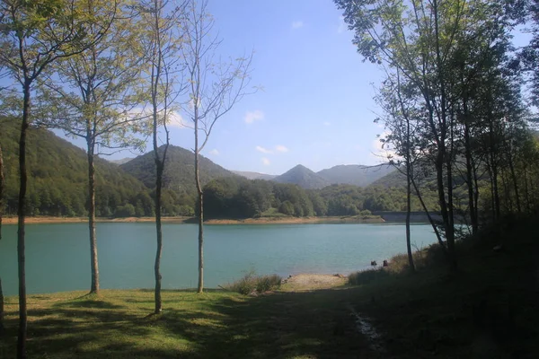 Paysage Réservoir Lareo Par Une Journée Ensoleillée Fin Été Dans — Photo