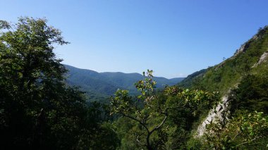 İspanya 'nın Bask Bölgesi' nde Guipuzkoa 'daki Sierra de Aralar' da kırsal ve dağ manzarası. Doğal alanlar Sürdürülebilir Turizm.