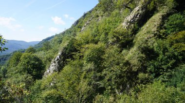İspanya 'nın Bask Bölgesi' nde Guipuzkoa 'daki Sierra de Aralar' da kırsal ve dağ manzarası. Doğal alanlar Sürdürülebilir Turizm.