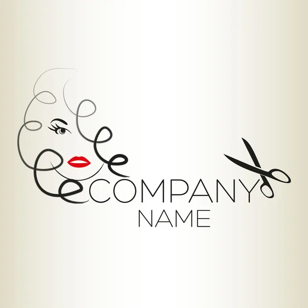 Bir kız ve saç bir logo olduğunu