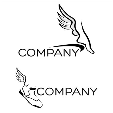 Kanatları logosu ile soyut bir ayak örneği