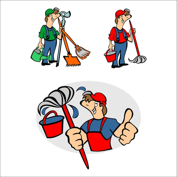 Un ejemplo de un logotipo de limpiador masculino — Vector de stock