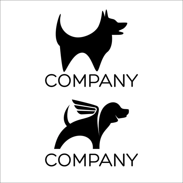 Um exemplo de um cão com logotipo de asas — Vetor de Stock