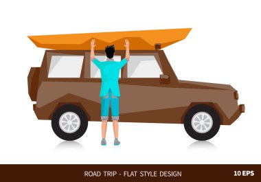 man travelling by jeep clipart