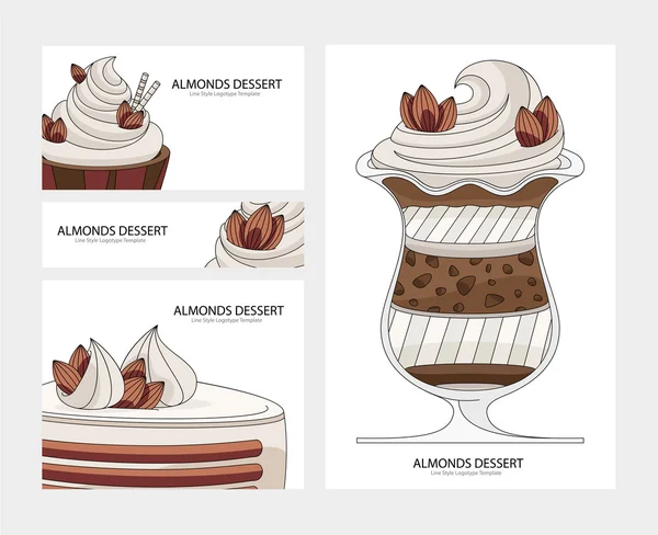 Set di dessert alle mandorle — Vettoriale Stock