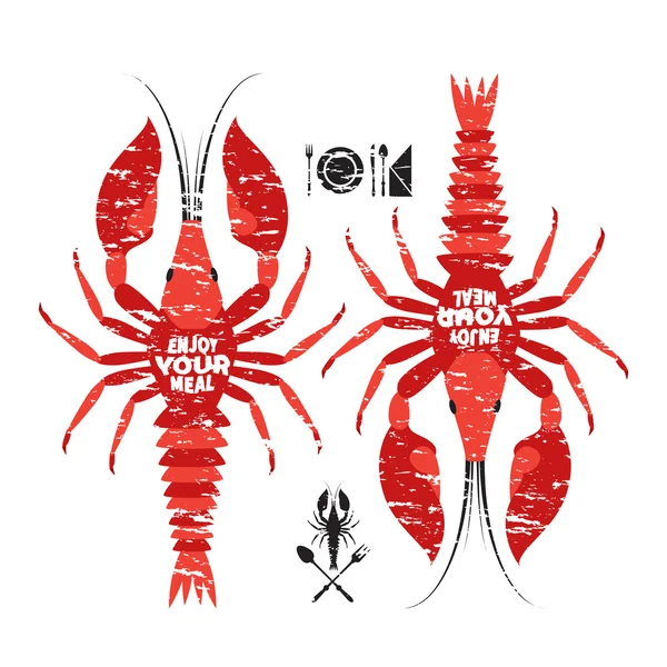 Two red crawfishes — Stock Vector