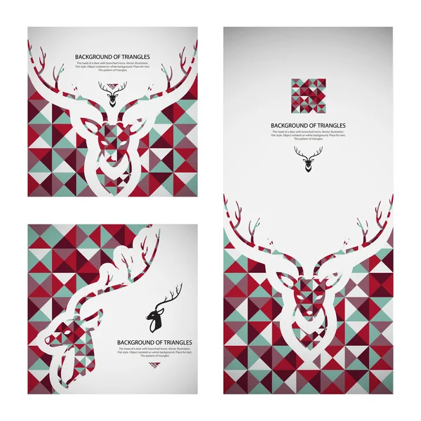 Conjunto de tarjetas de invitación con ciervos — Vector de stock