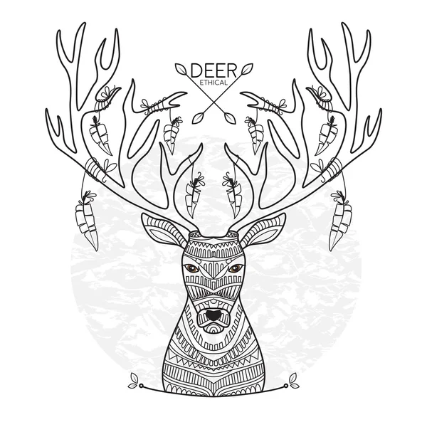 Pohlednice s hlavou jelena — Stockový vektor