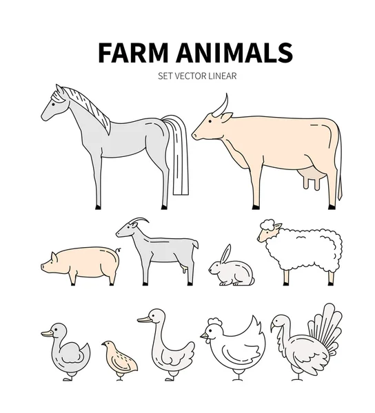 Коллекция сельскохозяйственных животных — стоковый вектор