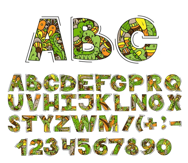 Englisches Alphabet mit floralem Ornament — Stockvektor