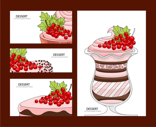 Zestaw z czerwonych porzeczek desery — Wektor stockowy