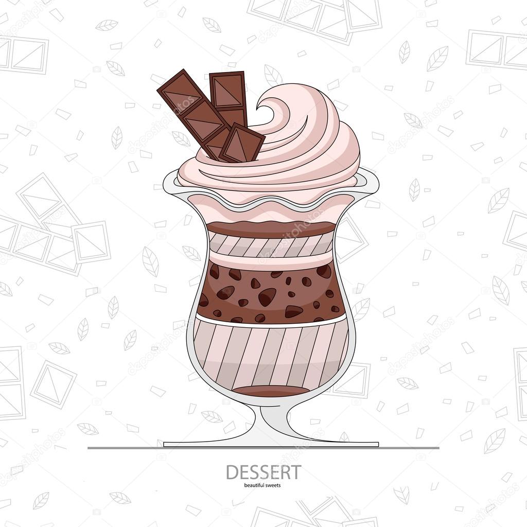 Chocolate ice cream parfait — Stock Vector © murr-ma #104754512
