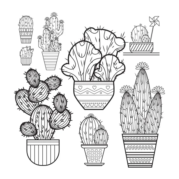 Ilustracja kaktusy na białym tle — Wektor stockowy
