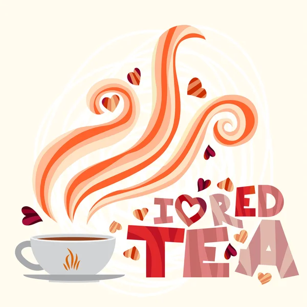 Taza de té aromático y texto — Vector de stock