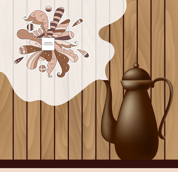 Ceramic teapot on wooden background 