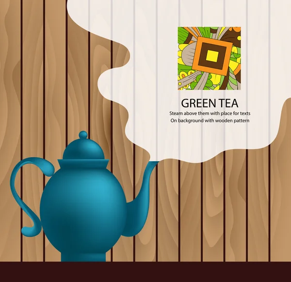 Teiera in ceramica con testo Tè verde — Vettoriale Stock