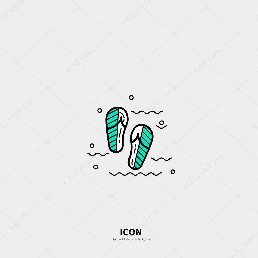 Logotype template with beach slippers. Isolated on background and easy to use. Clean and minimalistic symbol.