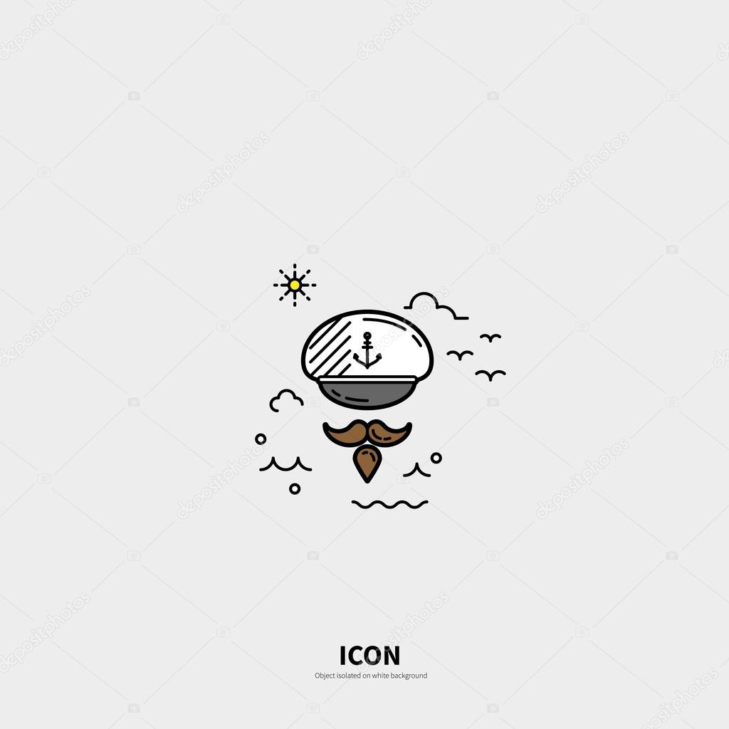 Logotype template with captain. Isolated on background and easy to use. Clean and minimalistic symbol.