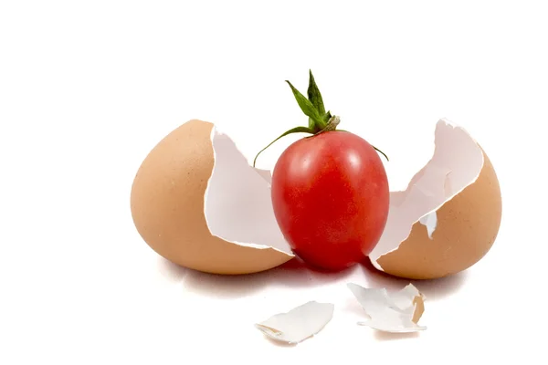 Beyaz arka plan üzerinde kırık taze domates