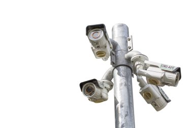 Birden fazla açı açık Cctv kamera kutup izole