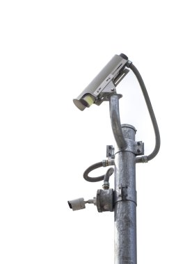 Beyaz arka plan ile kutup açık Cctv kamera