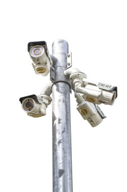 Birden fazla açı açık Cctv kamera kutup izole