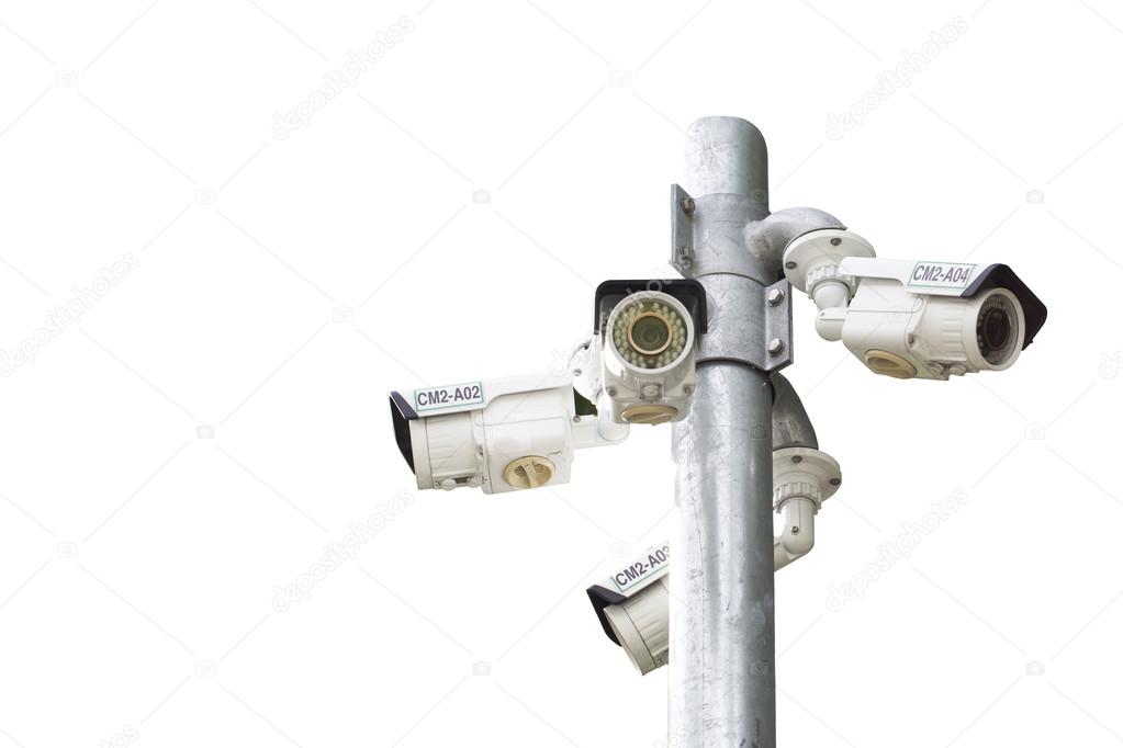 Isolated of Multiple Angle Outdoor CCTV Camera on the Pole