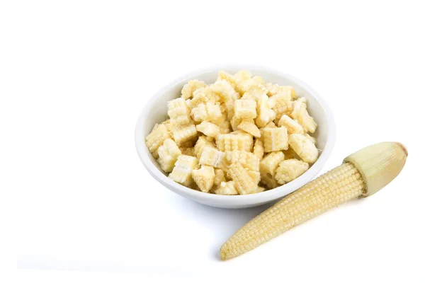 Aislado de maíz picado en un tazón blanco Fotos De Stock