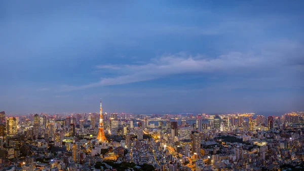 東京スカイラインの街並 オフィスビルのパノラマの空中高層ビル群 夕方には東京のダウンタウン アジア — ストック写真