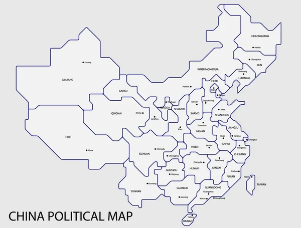 China Politische Landkarte Teilen Nach Staaten Bunte Umrisse Einfachheit Stil — Stockvektor