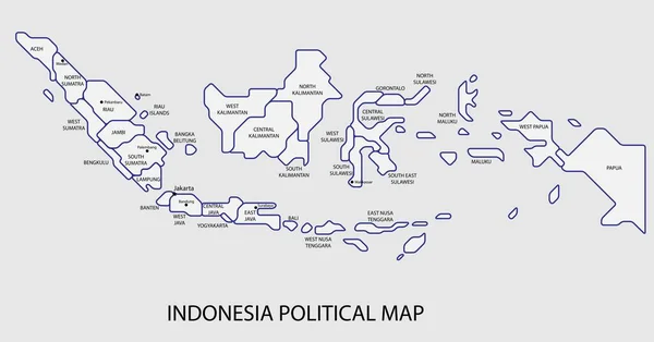 Індонезійська Політична Мапа Розділяє Державний Колоритний Стиль Простоти — стоковий вектор