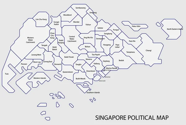 シンガポールの政治地図は州のカラフルなアウトラインシンプルスタイルで分割 — ストックベクタ