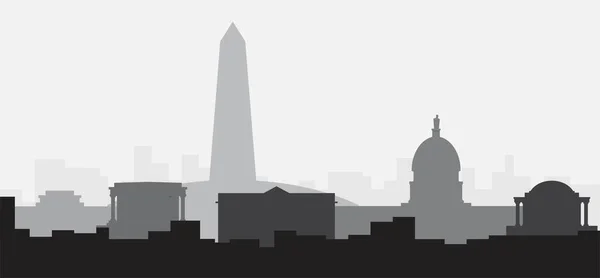 Washington DC silueti, Columbia Bölgesi, ABD. Düz tasarım vektör çizimi.