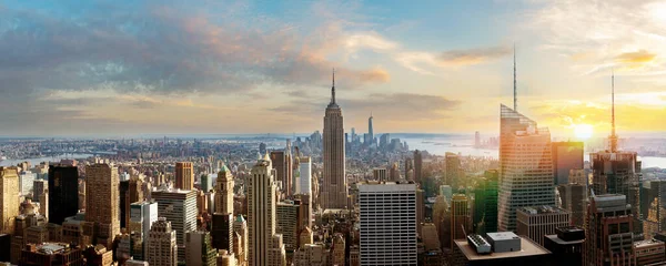 New York City Skyline Roof Top Urban Skyscrapers Sunset New — Stockfoto